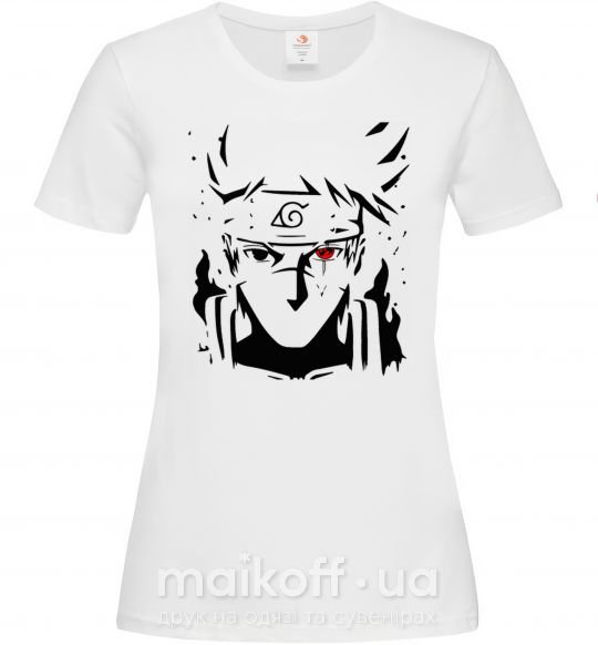 Жіноча футболка Naruto kakashi силуэт Білий фото