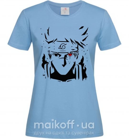 Женская футболка Naruto kakashi силуэт Голубой фото