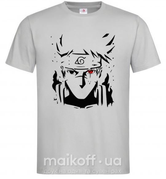 Мужская футболка Naruto kakashi силуэт Серый фото