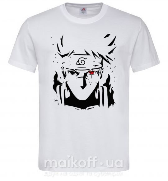 Мужская футболка Naruto kakashi силуэт Белый фото