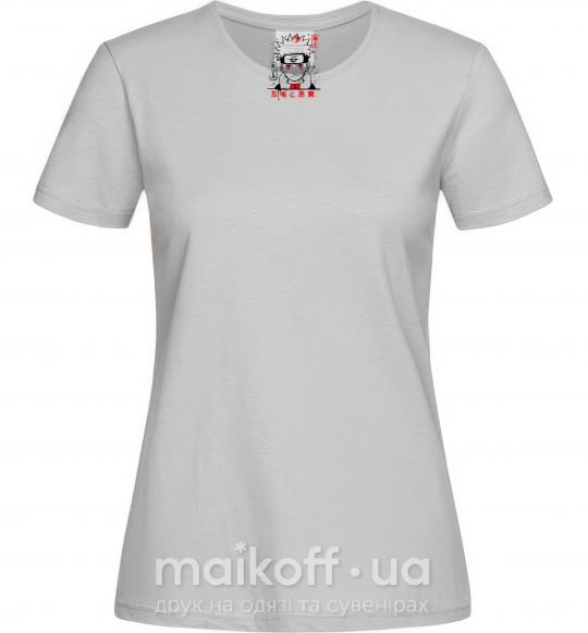 Женская футболка Naruto иероглифы Серый фото