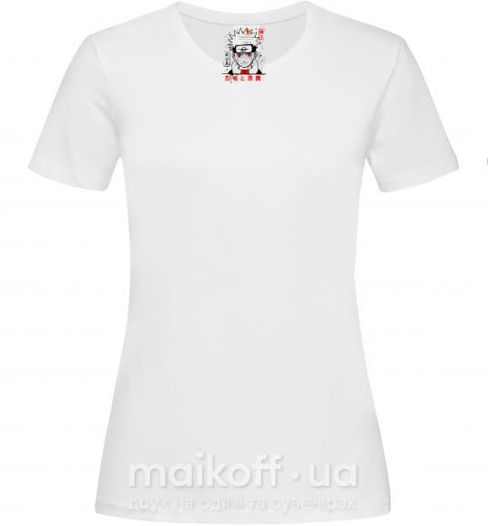 Женская футболка Naruto иероглифы Белый фото