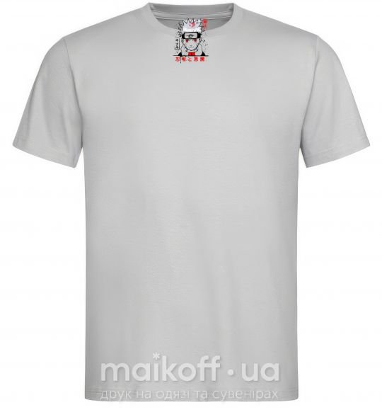 Чоловіча футболка Naruto иероглифы Сірий фото