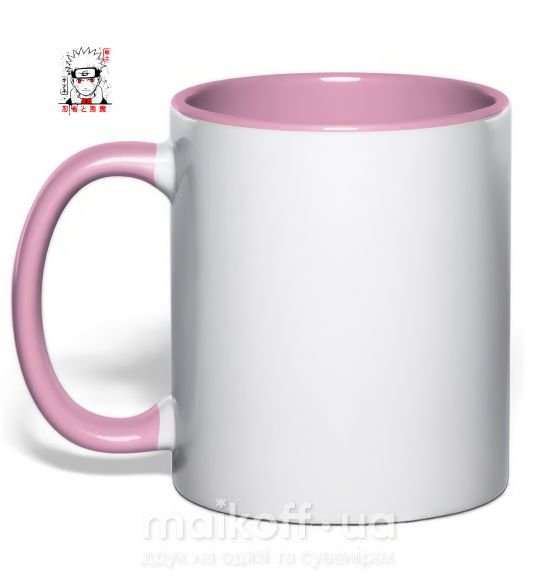 Чашка з кольоровою ручкою Naruto иероглифы Ніжно рожевий фото