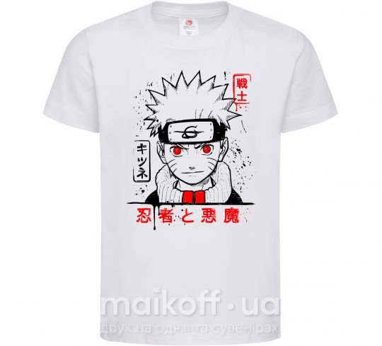 Детская футболка Naruto иероглифы Белый фото