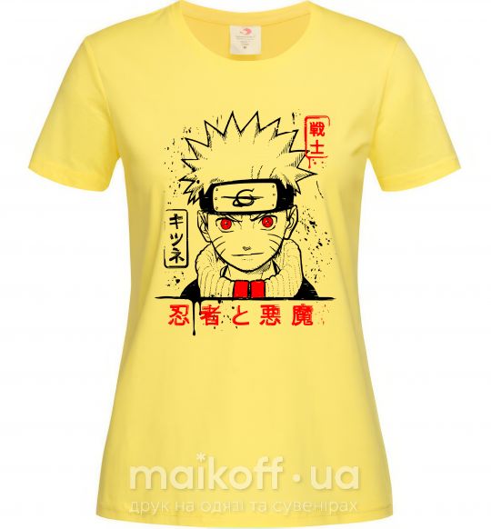 Жіноча футболка Naruto иероглифы Лимонний фото