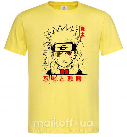 Мужская футболка Naruto иероглифы Лимонный фото