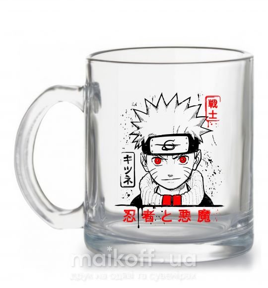 Чашка скляна Naruto иероглифы Прозорий фото