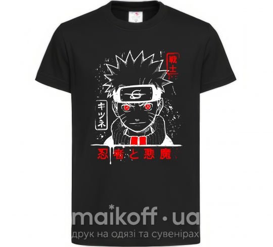 Детская футболка Naruto иероглифы Черный фото