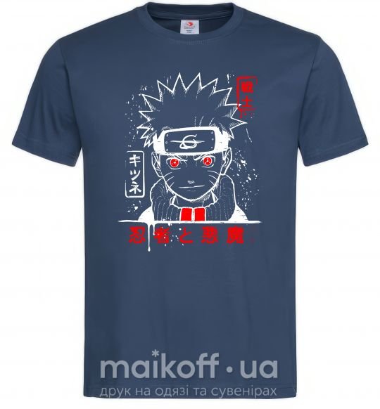 Чоловіча футболка Naruto иероглифы Темно-синій фото