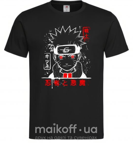 Чоловіча футболка Naruto иероглифы Чорний фото