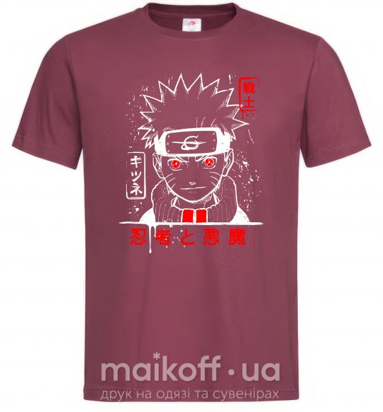 Мужская футболка Naruto иероглифы Бордовый фото