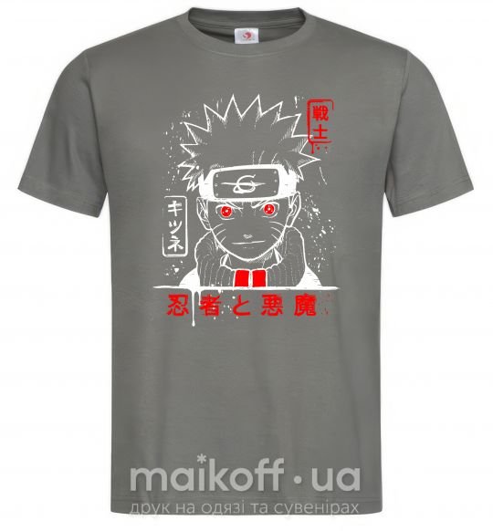 Мужская футболка Naruto иероглифы Графит фото