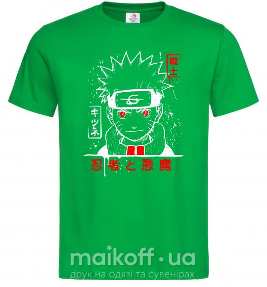 Мужская футболка Naruto иероглифы Зеленый фото