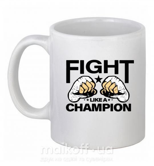 Чашка керамическая FIGHT LIKE A CHAMPION Белый фото