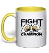 Чашка з кольоровою ручкою FIGHT LIKE A CHAMPION Сонячно жовтий фото