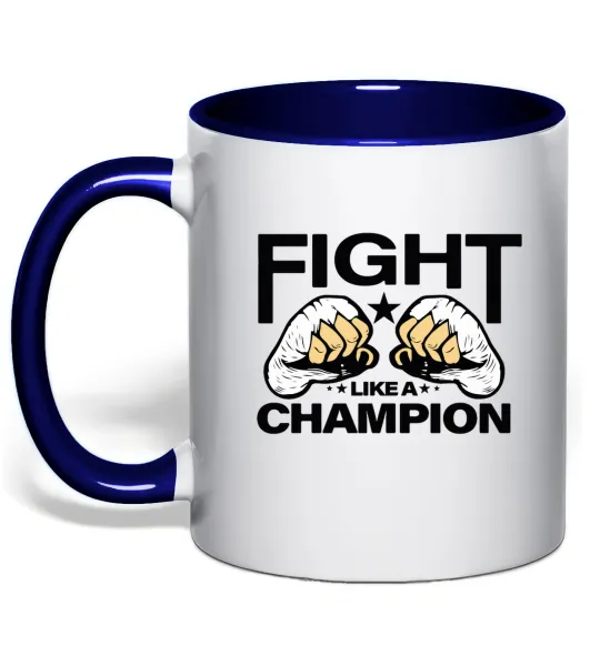 Чашка з кольоровою ручкою FIGHT LIKE A CHAMPION Глибокий темно-синій фото