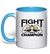 Чашка з кольоровою ручкою FIGHT LIKE A CHAMPION Блакитний фото