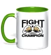 Чашка з кольоровою ручкою FIGHT LIKE A CHAMPION Зелений фото