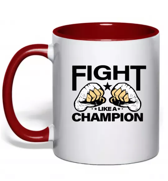 Чашка з кольоровою ручкою FIGHT LIKE A CHAMPION Червоний фото