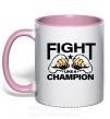 Чашка з кольоровою ручкою FIGHT LIKE A CHAMPION Ніжно рожевий фото