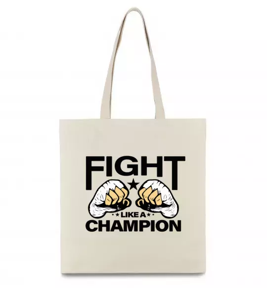 Еко-сумка FIGHT LIKE A CHAMPION Бежевий фото