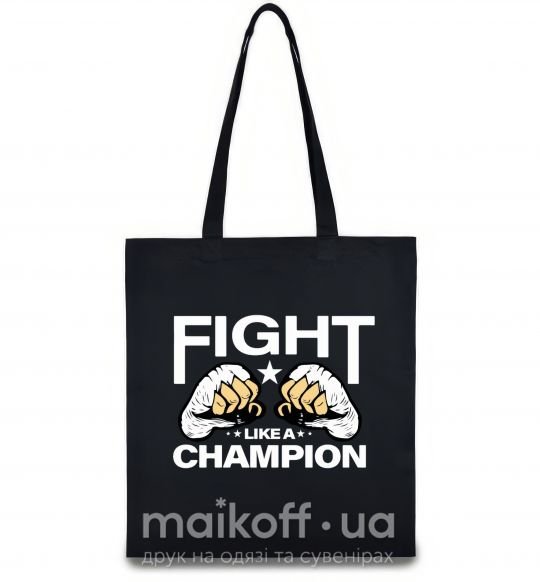 Еко-сумка FIGHT LIKE A CHAMPION Чорний фото