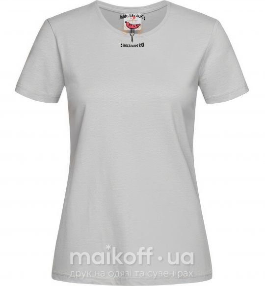 Женская футболка Мастер спорта по еде Серый фото