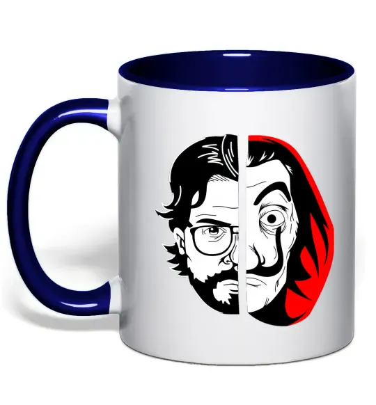 Чашка с цветной ручкой Паперовий дім професор Сальва Глубокий темно-синий фото