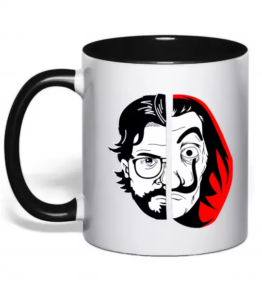 Чашка с цветной ручкой Паперовий дім професор Сальва Черный фото