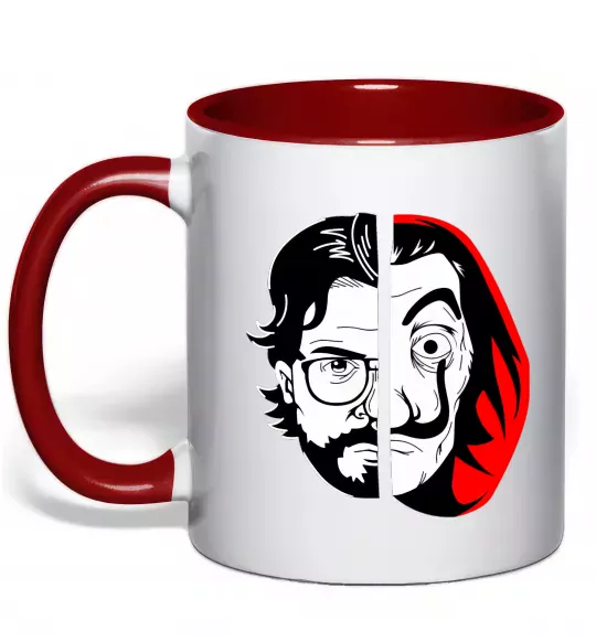 Чашка с цветной ручкой Паперовий дім професор Сальва Красный фото