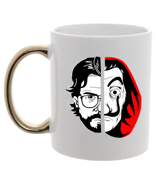 Чашка с цветной ручкой Паперовий дім професор Сальва Золото фото