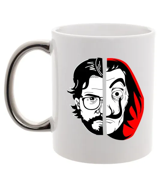 Чашка с цветной ручкой Паперовий дім професор Сальва Серебро фото