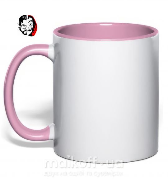 Чашка з кольоровою ручкою Бумажный дом профессор Сальва Ніжно рожевий фото