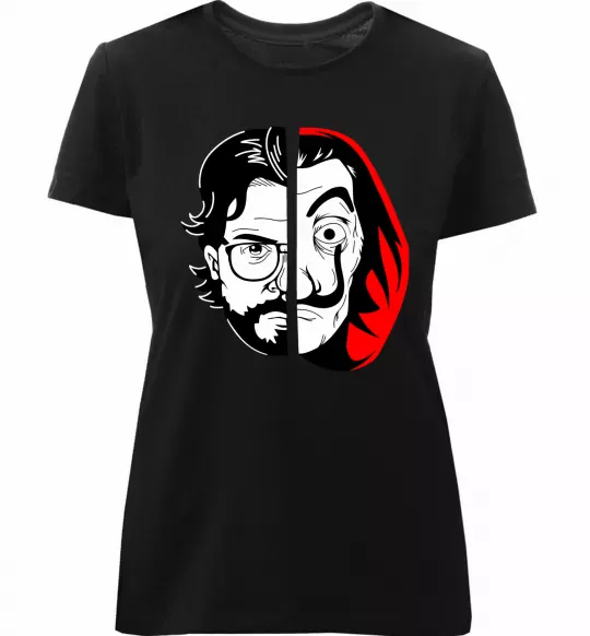 Женская премиум футболка Паперовий дім професор Сальва Черный фото