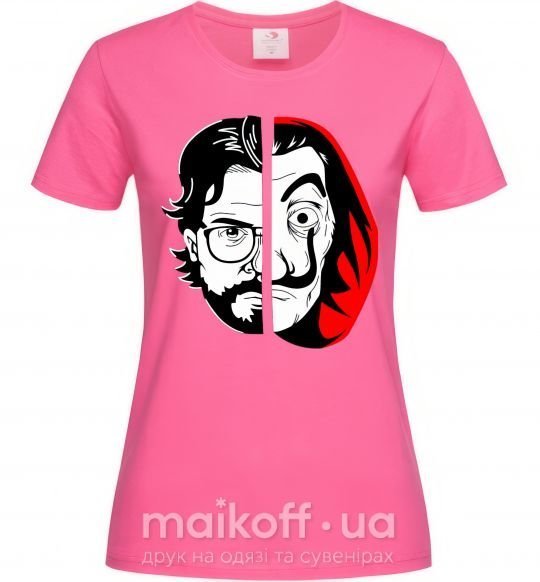 Жіноча футболка Бумажный дом профессор Сальва Яскраво-рожевий фото