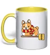 Чашка с цветной ручкой Corgi potter gryffindor Солнечно желтый фото