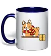 Чашка с цветной ручкой Corgi potter gryffindor Глубокий темно-синий фото