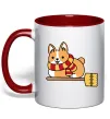 Чашка с цветной ручкой Corgi potter gryffindor Красный фото
