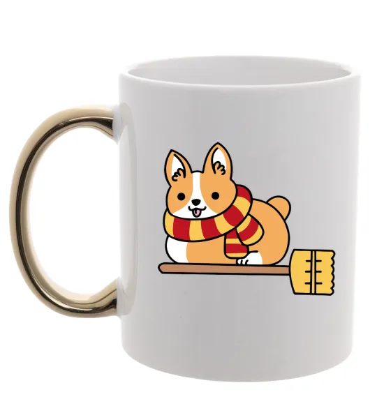 Чашка с цветной ручкой Corgi potter gryffindor Золото фото