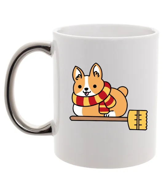 Чашка с цветной ручкой Corgi potter gryffindor Серебро фото