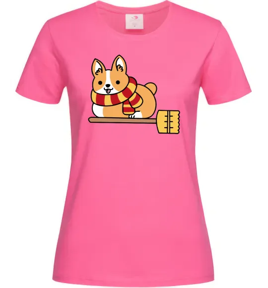 Жіноча футболка Corgi potter gryffindor Яскраво-рожевий фото