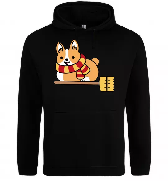 Мужская толстовка (худи) Corgi potter gryffindor Черный фото