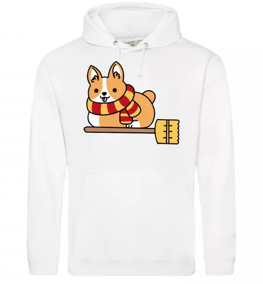 Мужская толстовка (худи) Corgi potter gryffindor Белый фото