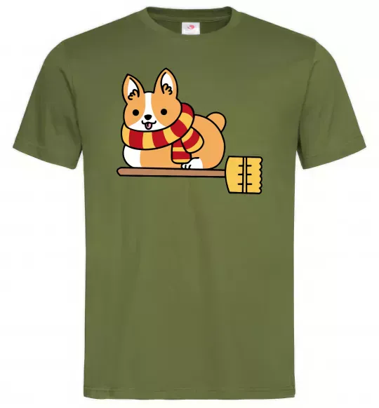 Мужская футболка Corgi potter gryffindor Оливковый фото