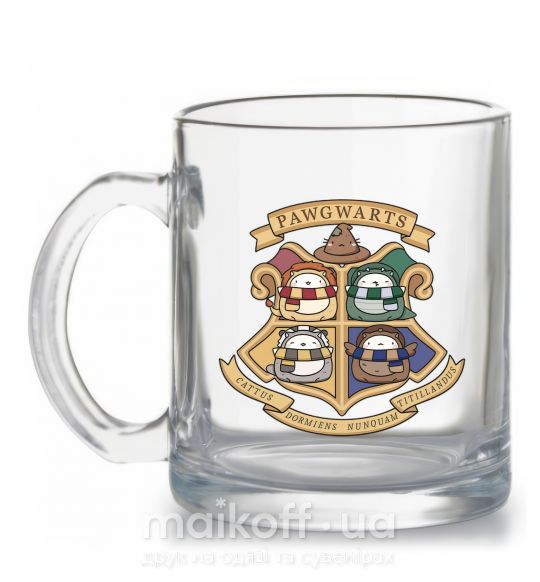 Чашка стеклянная Pawgwarts Гарри Поттер Прозрачный фото
