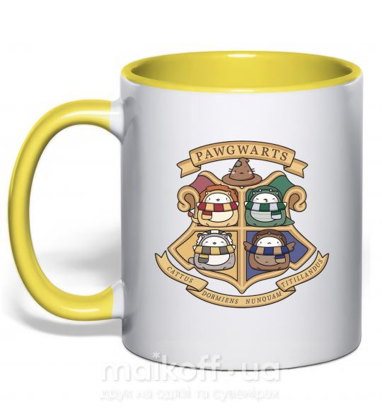 Чашка с цветной ручкой Pawgwarts Гарри Поттер Солнечно желтый фото