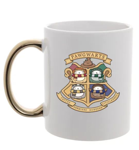 Чашка з кольоровою ручкою Pawgwarts Гаррі Поттер Золото фото
