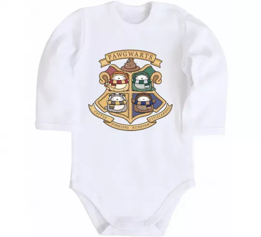 Детский боди Pawgwarts Гаррі Поттер Белый фото