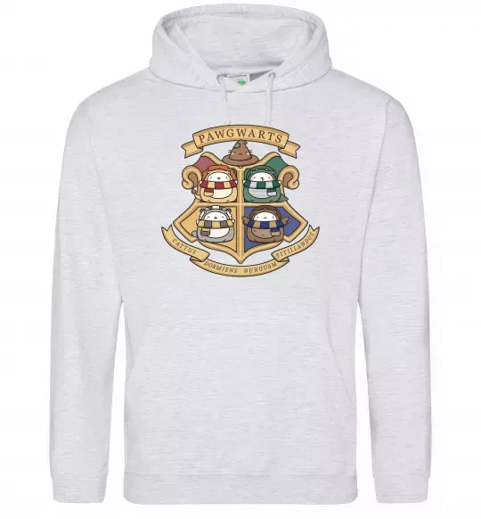 Мужская толстовка (худи) Pawgwarts Гаррі Поттер Серый меланж фото